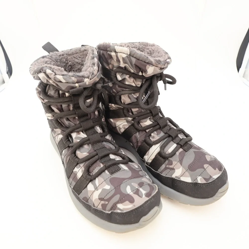 Nike Roshe One Hi Flash GS Camo Winter Boots Black Grey 807425-001 Womens 7.5